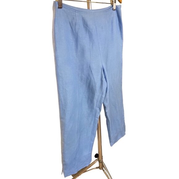 David N Blue Side Zip Ankle Linen Pants Sz 8 - Picture 3 of 12